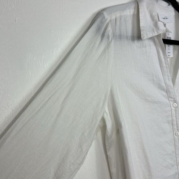 Soma WKND Relaxed Fit Linen Button Down Shirt In Optic White Size M - Picture 4 of 10